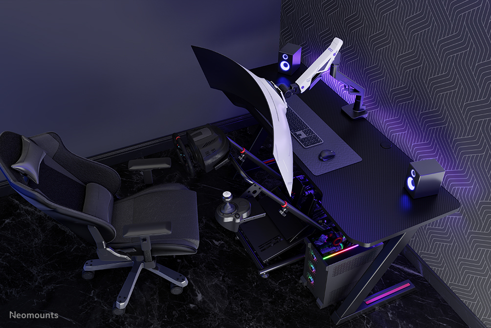 Neomounts DS70-256BL1 Gaming monitor arm 24-57" - gas spring - Topfix - 180°-stop